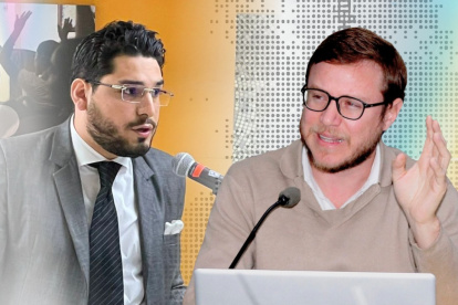 Raúl González y el exconsejero del CPCCS, Augusto Verduga.