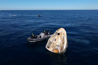 Cápsula en la que volvieron los astronautas.