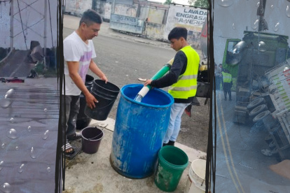 Tanqueros abastecen de agua potable a población de Lomas de Sargentillo.