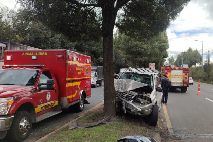 Uno de los autos se impctó contra un árbol.