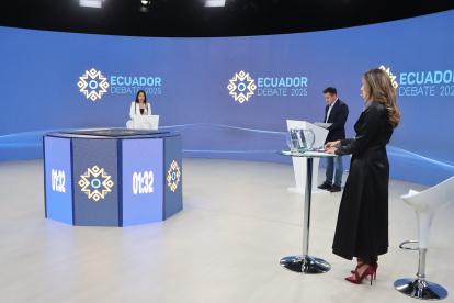 Debate presidencial entre Daniel Noboa y Luisa González, la noche del 23 de marzo.