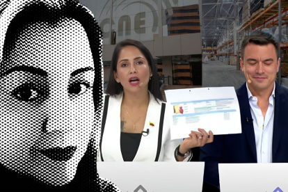 Fotomontaje sobre María Moreno, mano derecha de Daniel Noboa.