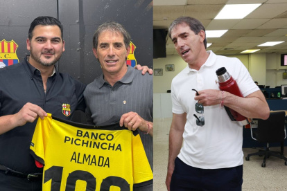 Guillermo Almada estuvo en la redacción de diario Expreso y en el Monumental recibió la camiseta 100 de manos de Antonio Álvarez.