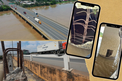 Los daños en el puente Vicente Rocafuerte son evidentes