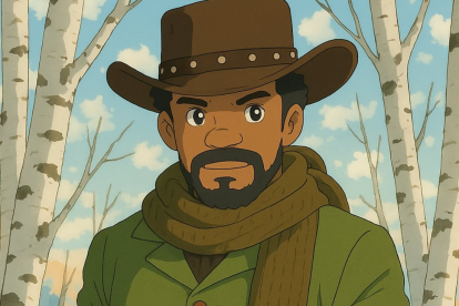 El valiente Django reimaginado en el estilo único de Ghibli.