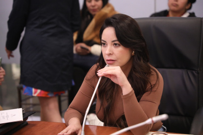La asambleísta del correísmo y presidenta de la mesa de Fiscalización, Pamela Aguirre.