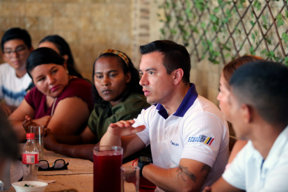 El presidente y candidato Daniel Noboa durante su agneda en territorio.
