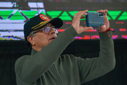 El presidente de Colombia, Gustavo Petro, durante un acto para analizar el Proceso de Paz Territorial en Nariño, este sábado 5 de abril de 2025, en Pasto.