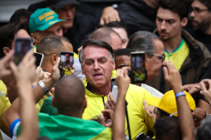 El expresidente de Brasil, Jair Bolsonaro, participó en una manifestación este 6 de abril, en Sao Paulo.