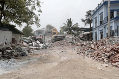 Daños causados por el terremoto del 28 de marzo en Birmania.