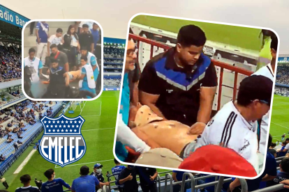 Los paramédicos le pusieron un collarín al hincha y lo retiraron por la localidad General Gómez.