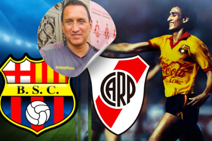 Manuel Uquillas en 1990 era el número 9 de Barcelona SC ante River Plate.