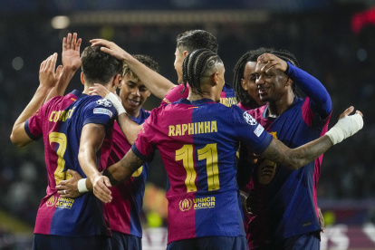 Toda la alegría del Barcelona FC y su goleada en la Champions League.