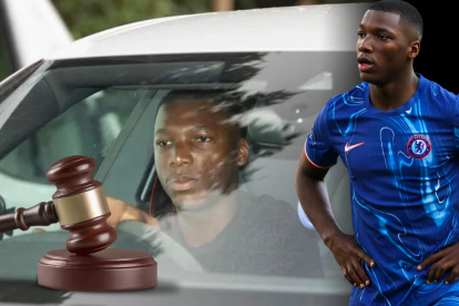 Moisés Caicedo jugador del Chelsea de Inglaterra y su Audi.