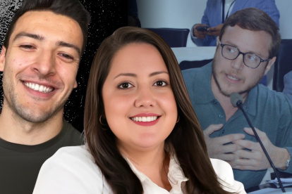 Augusto Verduga y el estratega de comunicación Julián Garrido hablaban de las campañas de marketing contra la Corte Constitucional y la fiscal.Collage Expreso