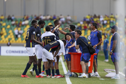 Jugadores de Ecuador en el Sudamericano Sub-17 tras caer ante Brasil (3-2)