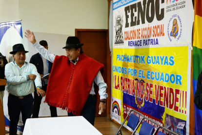 Leonidas Iza hizo un llamado tras las elecciones del 13 de abril de 2025.