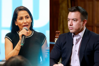 La candidata correísta señala que las amenazas contra Daniel Noboa son una cortina de humo para ocultar el supuesto fraude electoral.