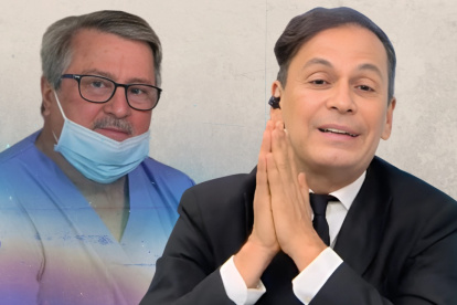 Dr. Roberto Gilbert dando detalles de la salud de Roberto Bonafont.