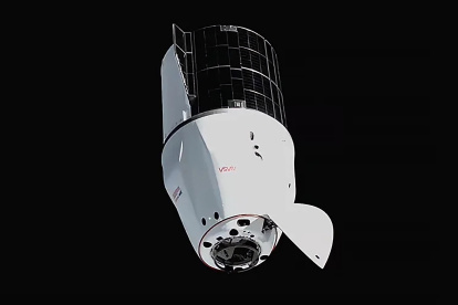 Fotografía cedida por la NASA donde se observa a la cápsula de carga Dragon de SpaceX, con su cono frontal abierto, mientras se aproxima al módulo Harmony de la Estación Espacial Internacional para acoplarse.