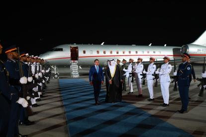 El presidente Daniel Noboa fue recibido por el ministro de Justicia de los Emirates Árabes Unidos Abdullah bin Sultan bin Awad Al Nuaimi.