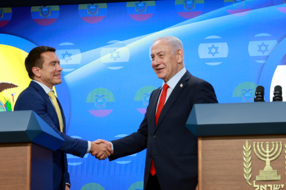 El presidente Daniel Noboa y el primer ministro israelí, Benjamín Netanyahu.