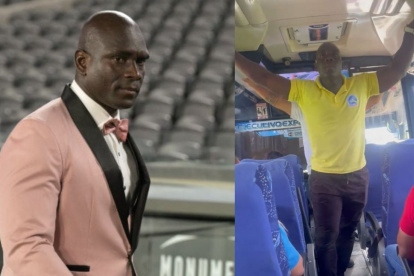 Segundo Castillo, como entrenador de Barcelona SC y predicando en un bus.