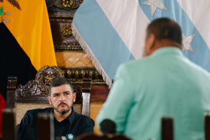 El alcalde de Guayaquil, Aquiles Álvarez, durante una sesión del Concejo Cantonal.