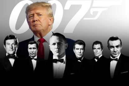 Donald Trump y los intérpretes de James Bond