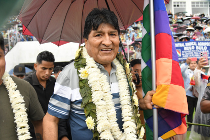 - El expresidente de Bolivia, Evo Morales asistió a un evento de campaña este sábado, en Entre Ríos, Cochabamba.