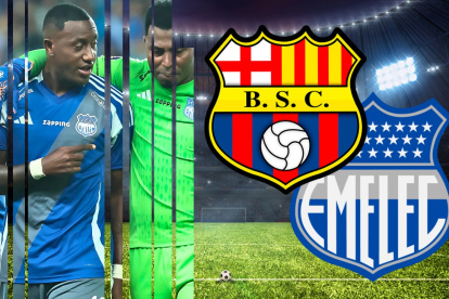 Emelec visita a Barcelona SC en la LigaPro 2025.