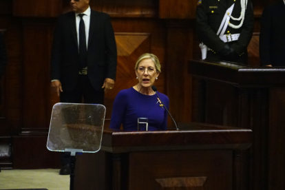 Anabella Azín en su primer discurso como asambleísta.
