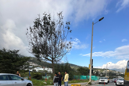 Moradores de Tumbaco exigen obras en la vía Gaspar de Carvajal, realizaron un cierre en la vía para protestar.