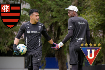 Gonzalo Valle y Alexander Domínguez, arqueros de Liga de Quito.