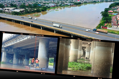 El puente Vicente Rocafuerte está cimentado sobre dos estribos en cada ribera y cuenta con un total de 82 pilotes, de los cuales, nueve de ellos presentan afectaciones en su superficie.
