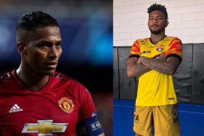 Antonio Valencia y su festejo a lo grande por la victoria de Michael Morales.