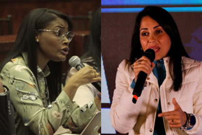 La fiscal general saliente Diana Salazar y la excandidata del correísmo, Luisa González.