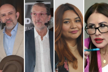 Los tres comunicadores (tres de izquierda a derecha) fueron denunciados por Bibian Hernandez (a la derecha).