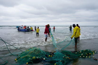 Labor. El chinchorro es una técnica de pesca que se realiza en la orilla.