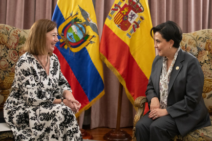 La ministra de Relaciones Exteriores ecuatoriana, Gabriela Sommerfeld, recibió a la presidenta del Congreso de los Diputados de España, Francina Armengol