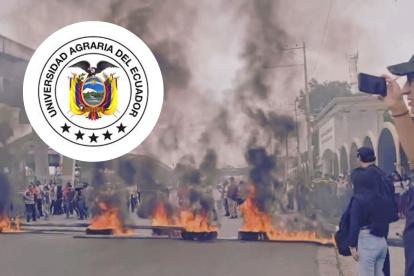 Disturbios afuera de la Universidad Agraria.