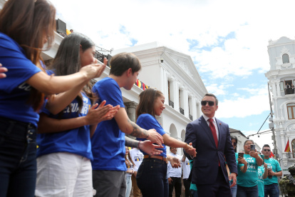 Daniel Noboa en la Plaza de la Independencia, el 24 de mayo.