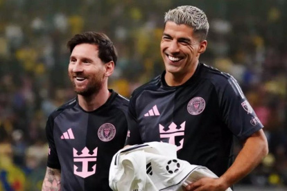 Lionel Messi y Luis Suárez, compañeros en el Inter Miami; antes en el Barcelona de España.