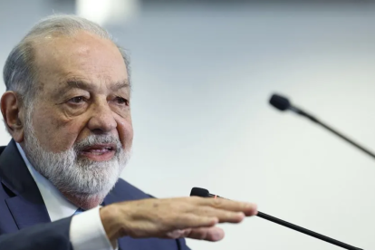 El empresario mexicano Carlos Slim Helú en una rueda de prensa en Ciudad de México.
