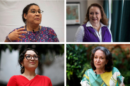 la Suprema Corte de Justicia de la Nación, Lenia Batres (arriba-i) y Yasmín Esquivel (arriba-d), y las abogadas Cynthia Ortiz (abajo-i) y Sara Irene Herrería (abajo-d), en Ciudad de México (México).