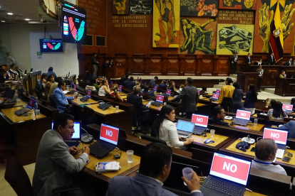 El bloque correísta se ubica a la izquierda del hemiciclo de la Asamblea.