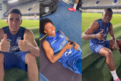 Kendry Páez, Angelo Preciado y Joel Ordóñez entrenando en el Capwell.