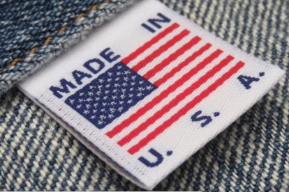 Una etiqueta que indica que la prenda fue elaborada en Estados Unidos.