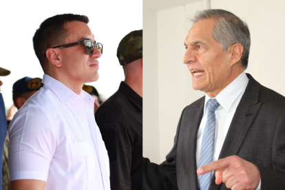 El presidente Daniel Noboa y el juez electoral Fernando Muñoz.