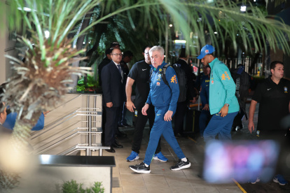 El director técnico de la selección brasileña de fútbol, Carlo Ancelotti, tras su arribo a Guayaquil para el partido por eliminatorias contra Ecuador.